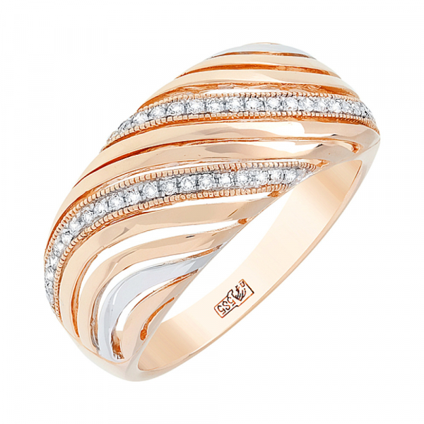 Золотое кольцо с бриллиантом № 113770