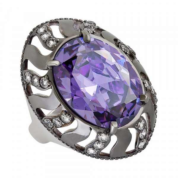 Серебряное кольцо с фианитом № 132936