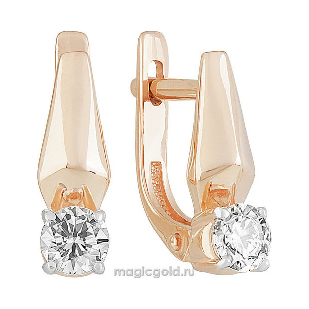 Золотые серьги с кристаллом swarovski № 159678