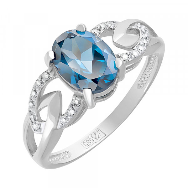 Золотое кольцо с топазом и фианитом № 127521