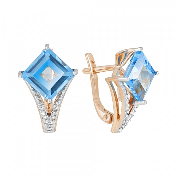 Золотые серьги с топазом и фианитом № 118229