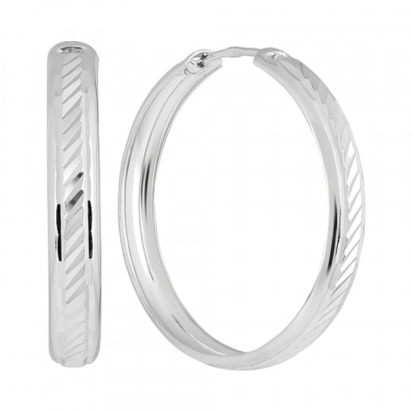 Серебряные серьги конго с алмазной гранью № 129748