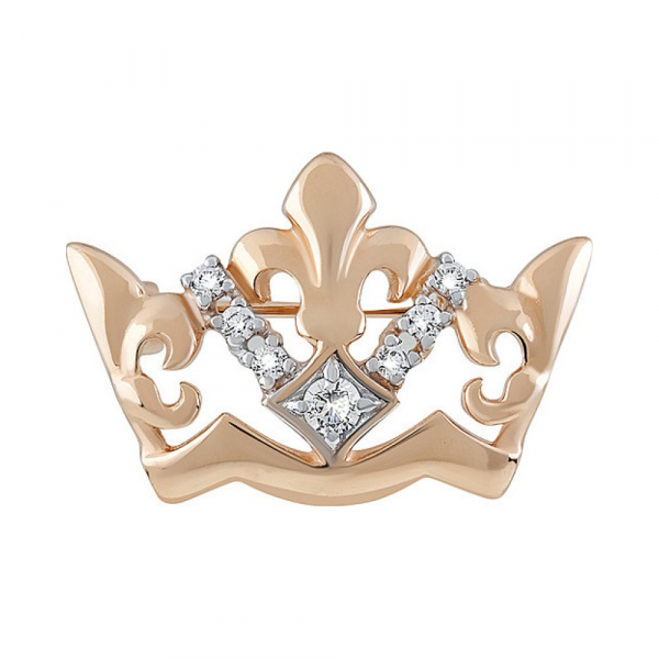 Золотая брошь с фианитом № 134527