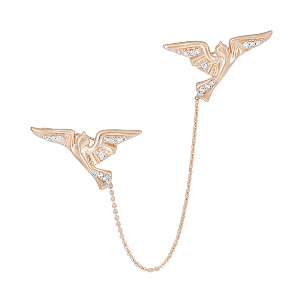 Золотая брошь с фианитами № 129109