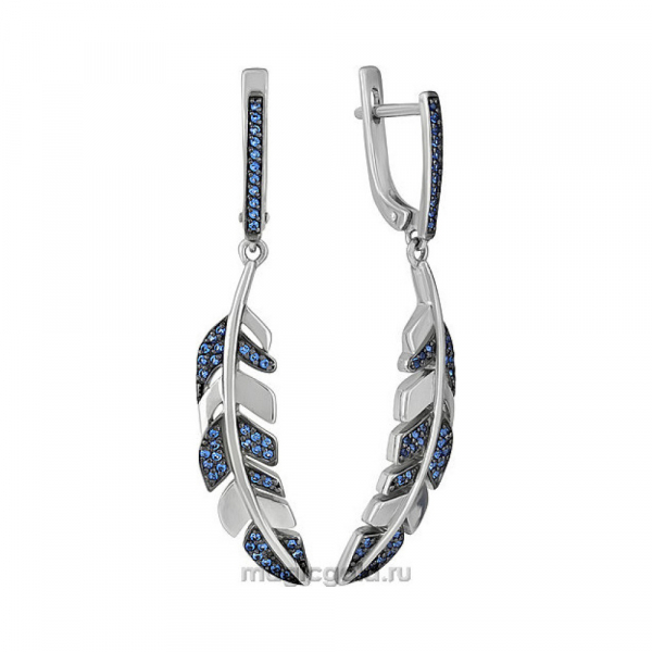 Серебряные серьги с наношпинелью и черн. покрытием № 134074