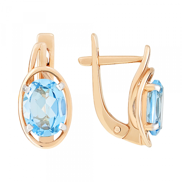 Золотые серьги с топазом № 110864