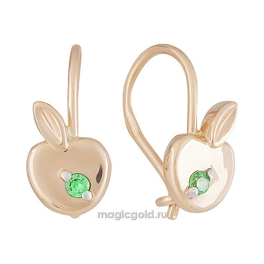 Золотые серьги с фианитом № 151491