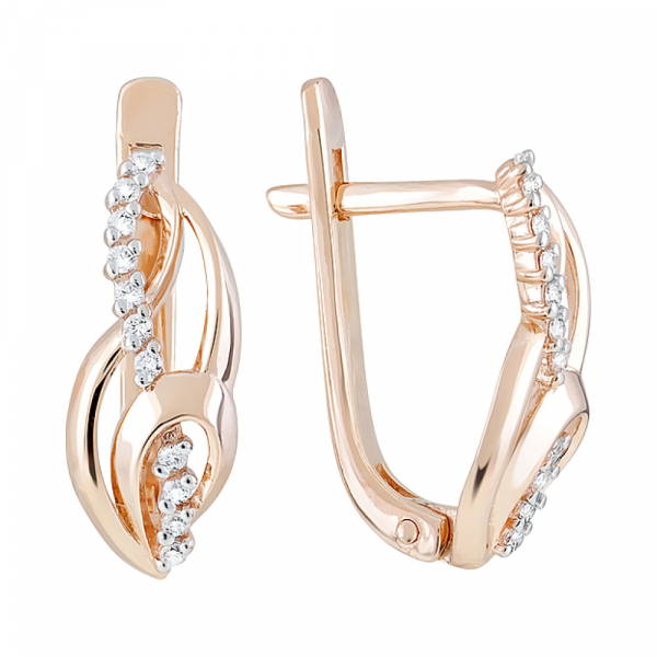 Золотые серьги с фианитами № 123656