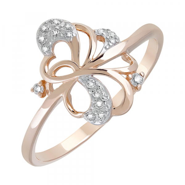 Золотое кольцо с фианитами № 123825