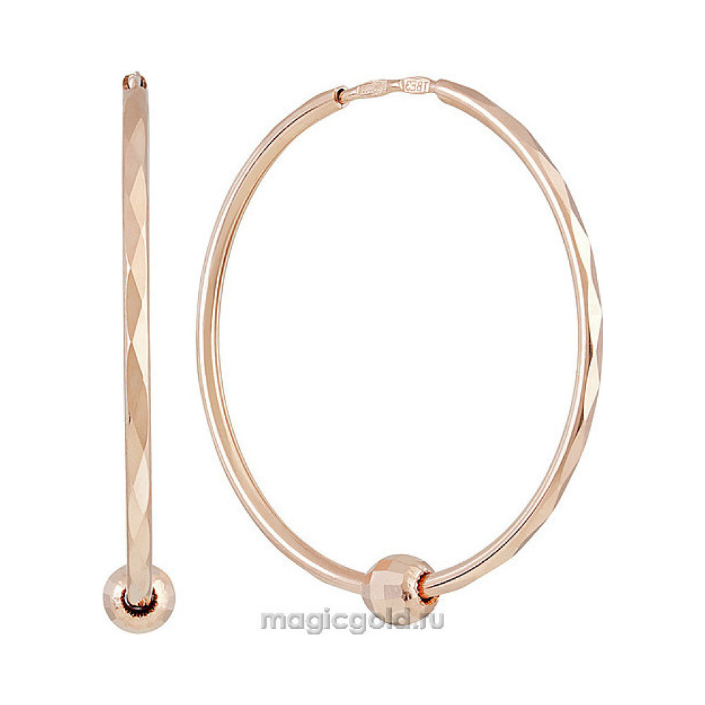 Золотые серьги без камня с алмазкой № 139952