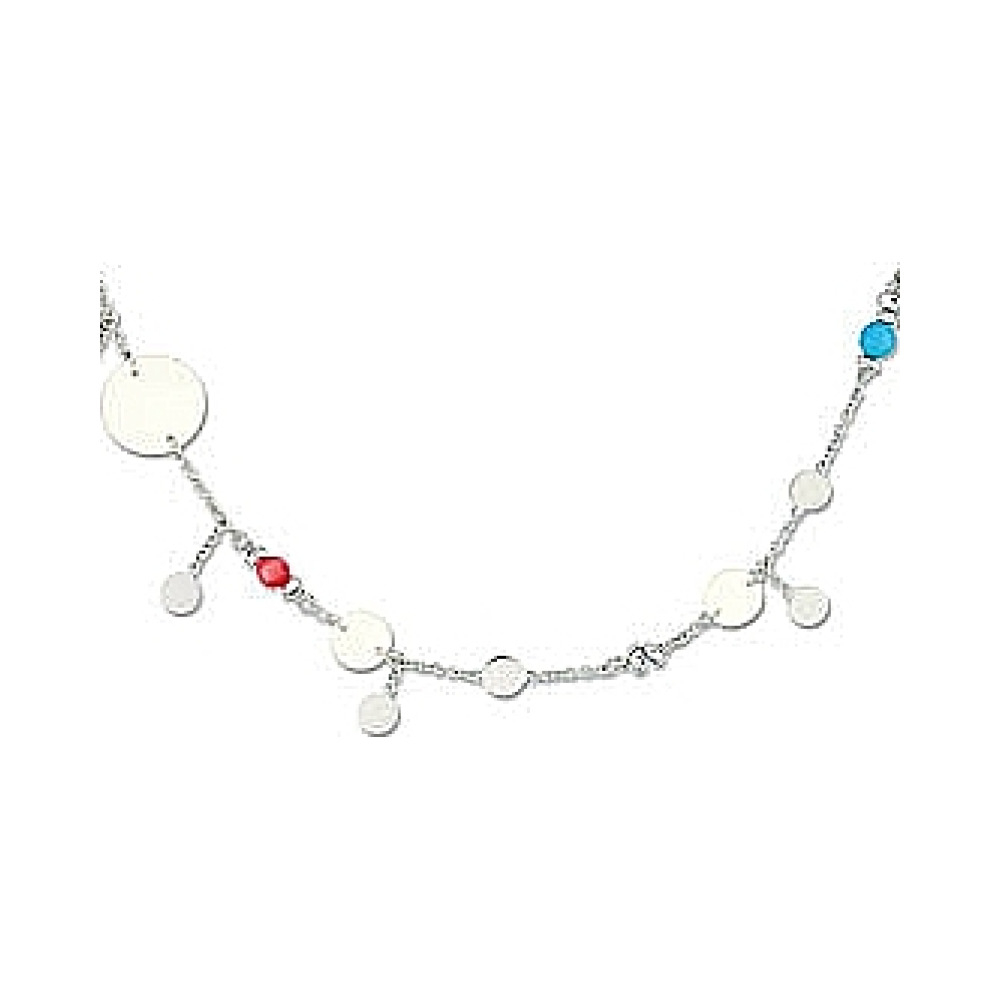 Серебряное колье с кораллом, перламутром и бирюзой № 27282