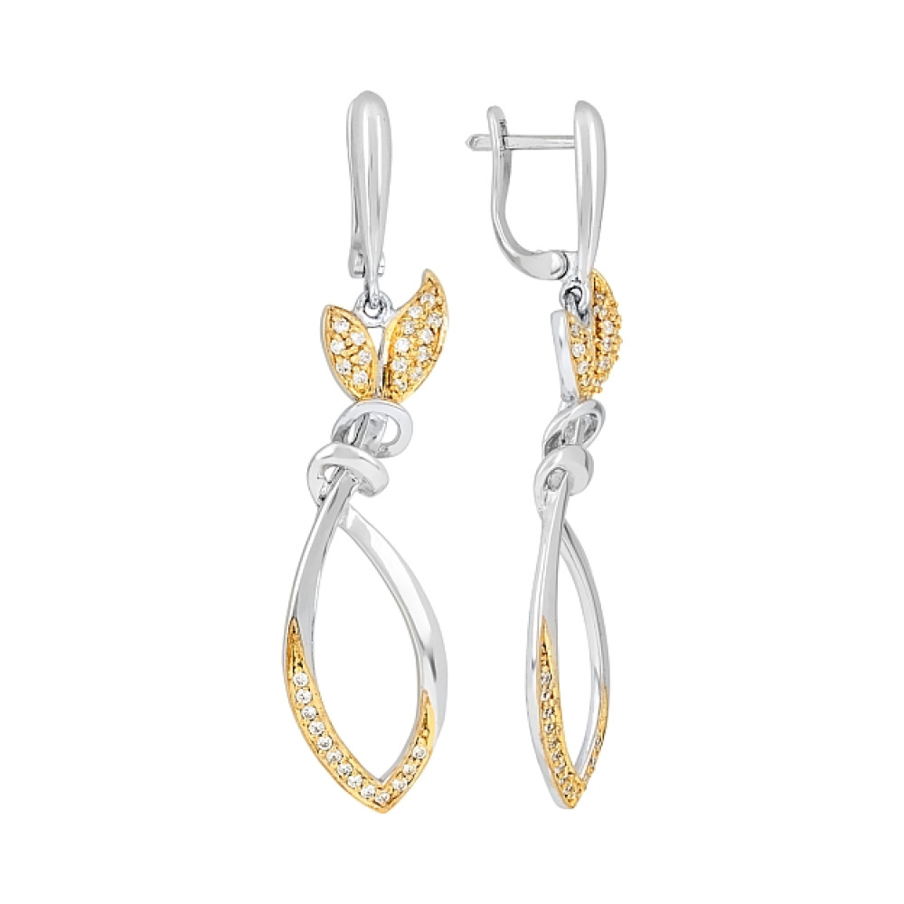 Серебряные серьги с фианитами № 106313