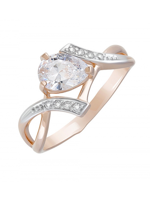 Золотое кольцо с кристаллами swarovski № 127370