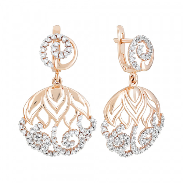 Золотые серьги с фианитами № 124752