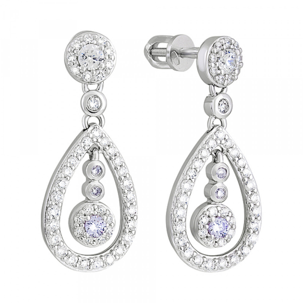 Серебряные серьги с фианитами № 127751