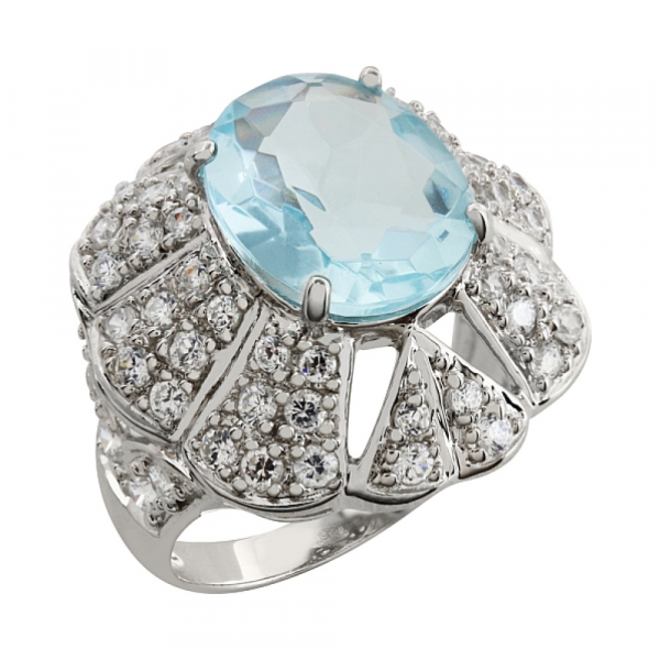 Серебряное кольцо с фианитом № 83460