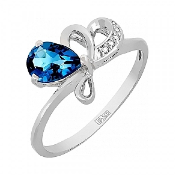 Золотое кольцо с топазом и фианитом № 115748