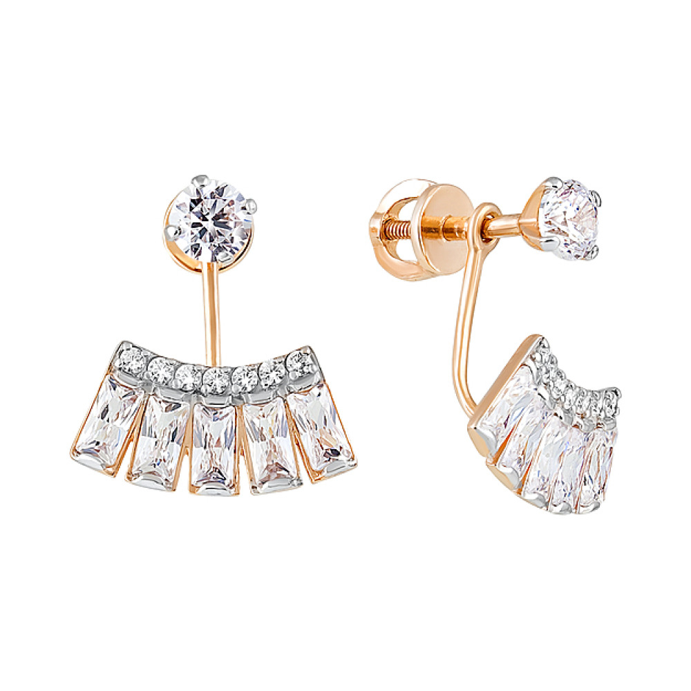 Золотые серьги с фианитами № 129087