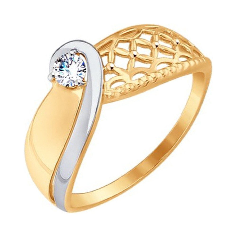 Золотое кольцо с фианитом № 142595