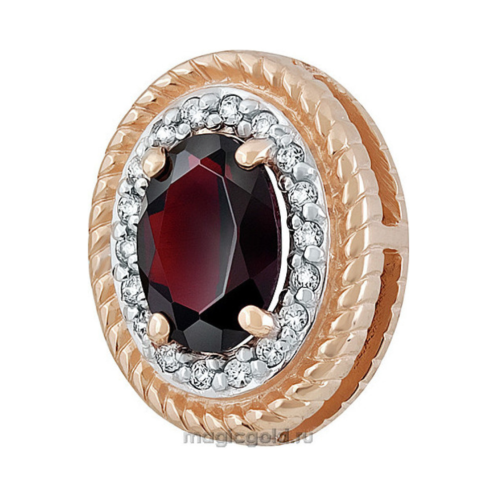 Золотая подвеска с гранатом и фианитом № 135524
