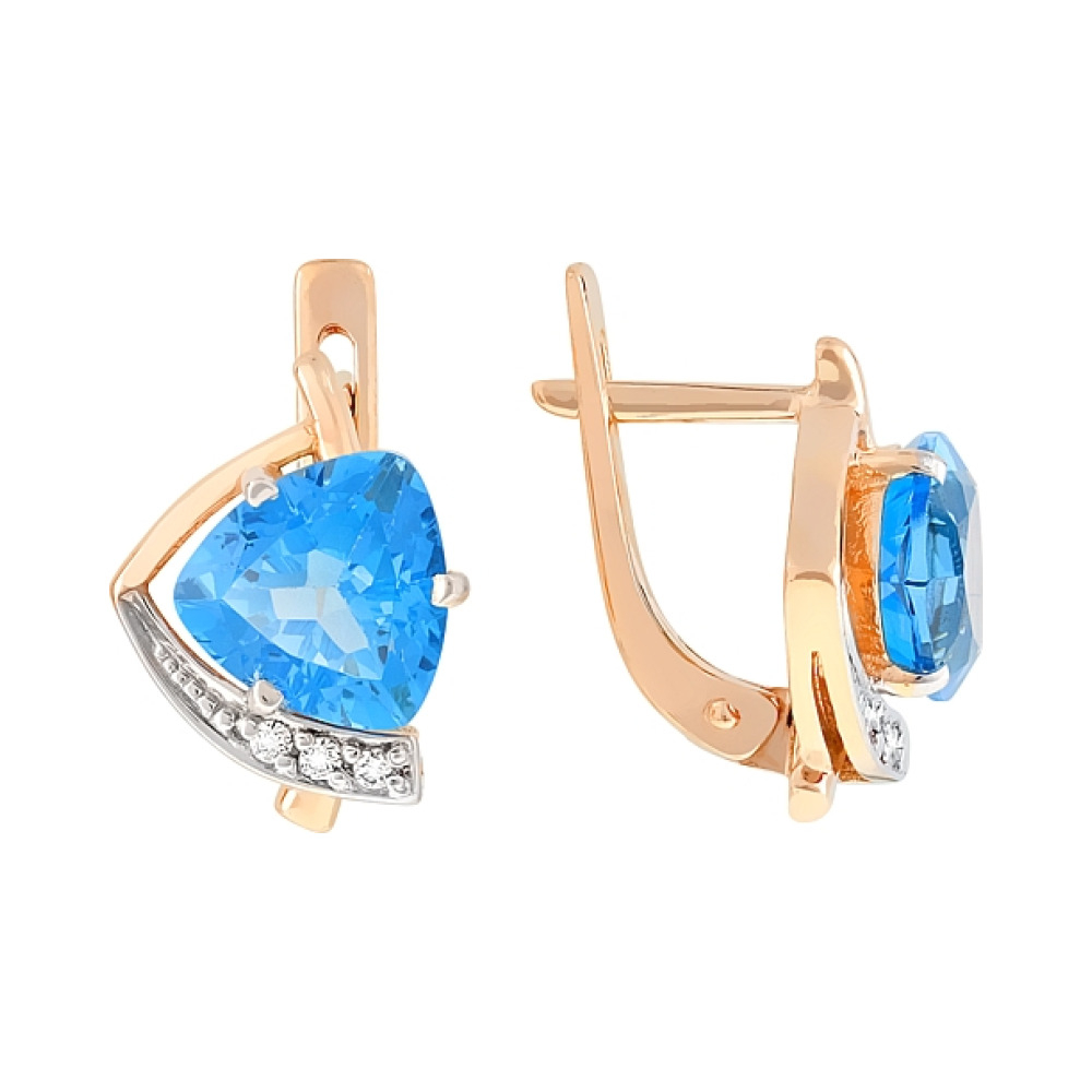 Серьги с топазом и фианитом № 84008