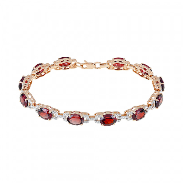 Золотой браслет с гранатом и фианитом № 122955