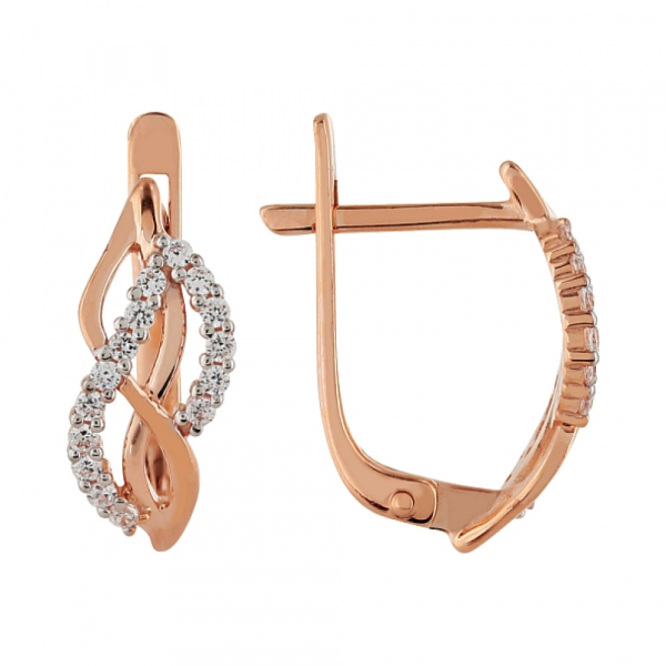 Золотые серьги с фианитами № 101806