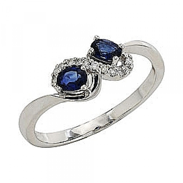 Золотое кольцо с бриллиантом и сапфиром № 81964