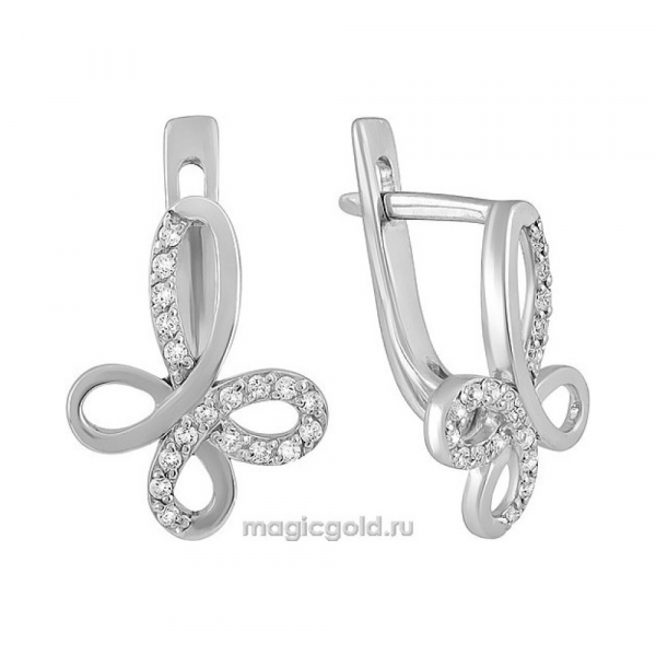 Серебряные серьги с фианитом № 136828