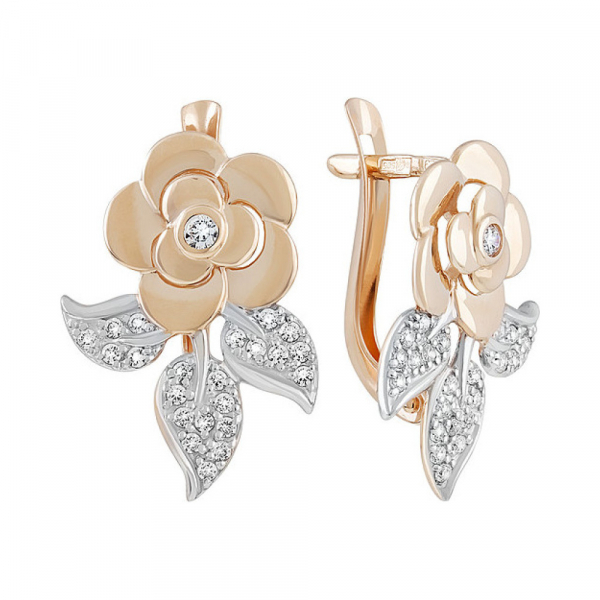 Золотые серьги с фианитом № 135403