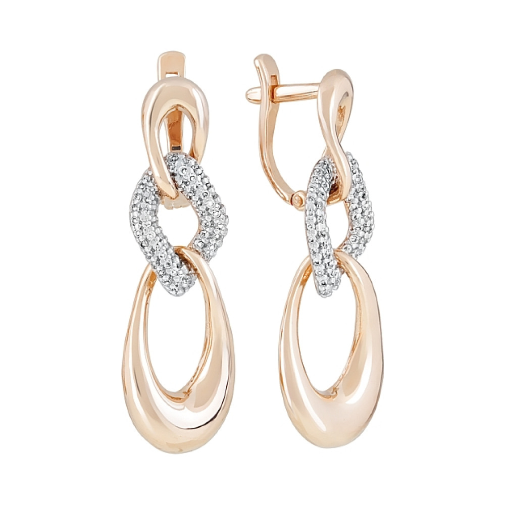 Золотые серьги с фианитами № 121960