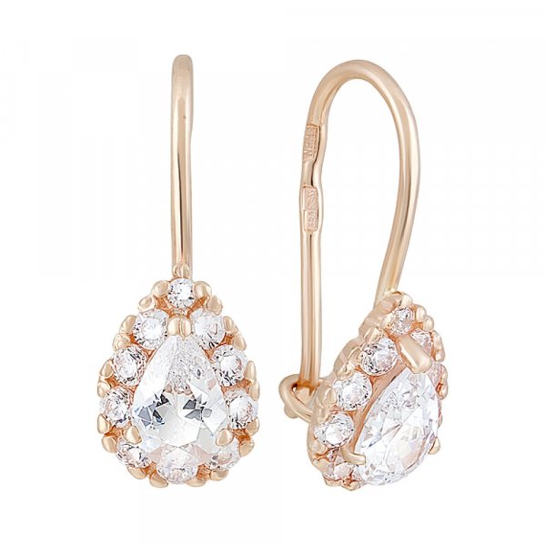 Золотые серьги с фианитом № 127747