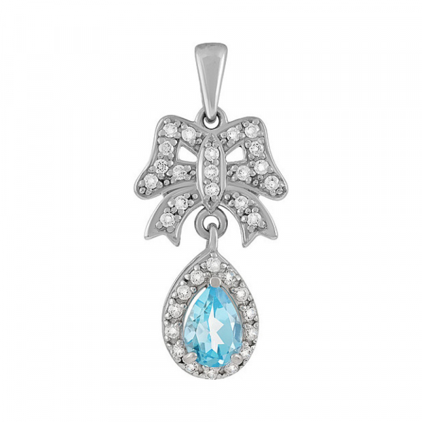 Серебряная подвеска с топазом и фианитом № 134175