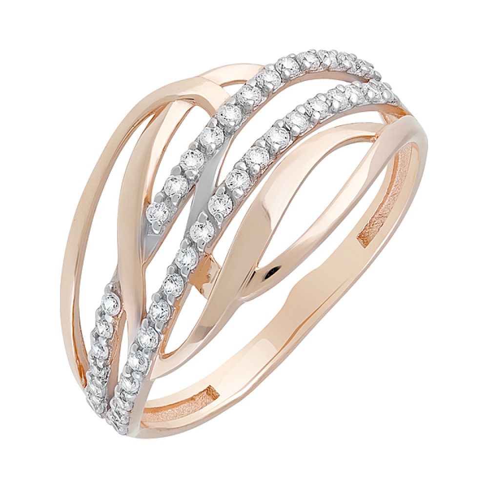 Золотое кольцо с фианитами № 128800