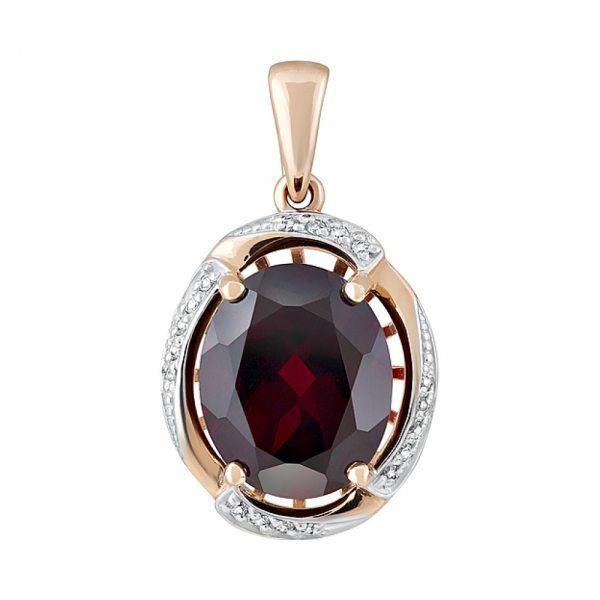 Золотая подвеска с гранатом и фианитом № 126589