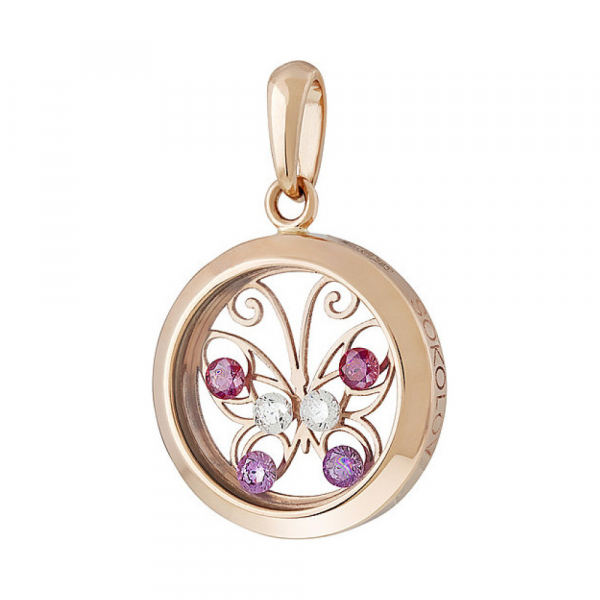 Золотая подвеска с плавающими фианитами № 136001