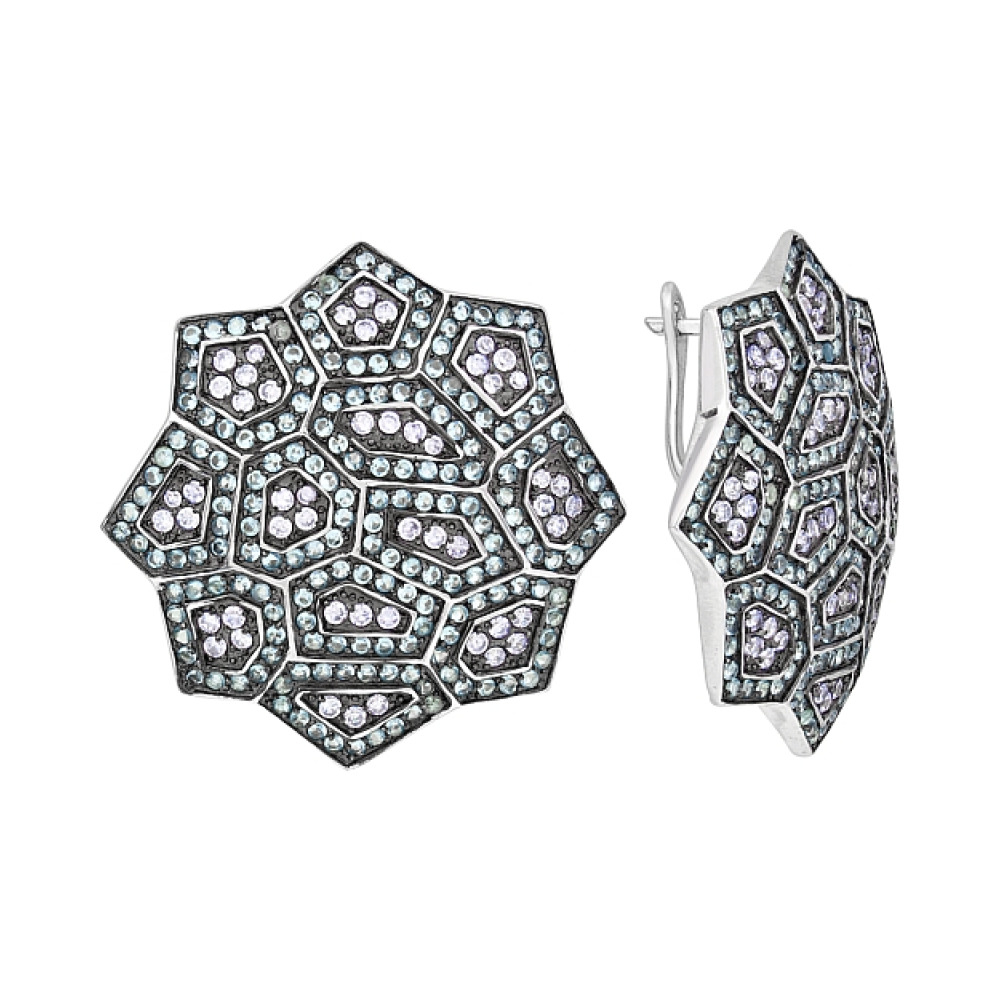 Серебряные серьги с фианитом № 118356