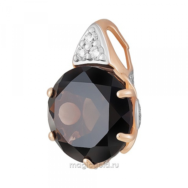 Золотая подвеска с раухтопазом и фианитом № 164485