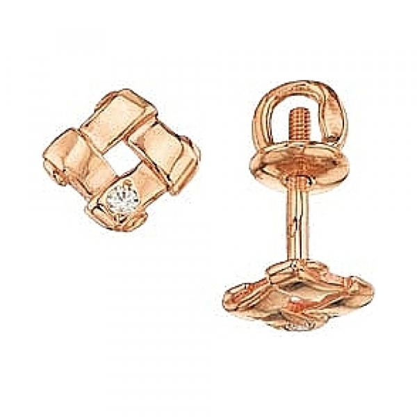 Золотые серьги с фианитом № 27081