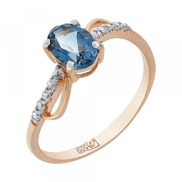 Золотое кольцо с топазом и фианитом № 116245