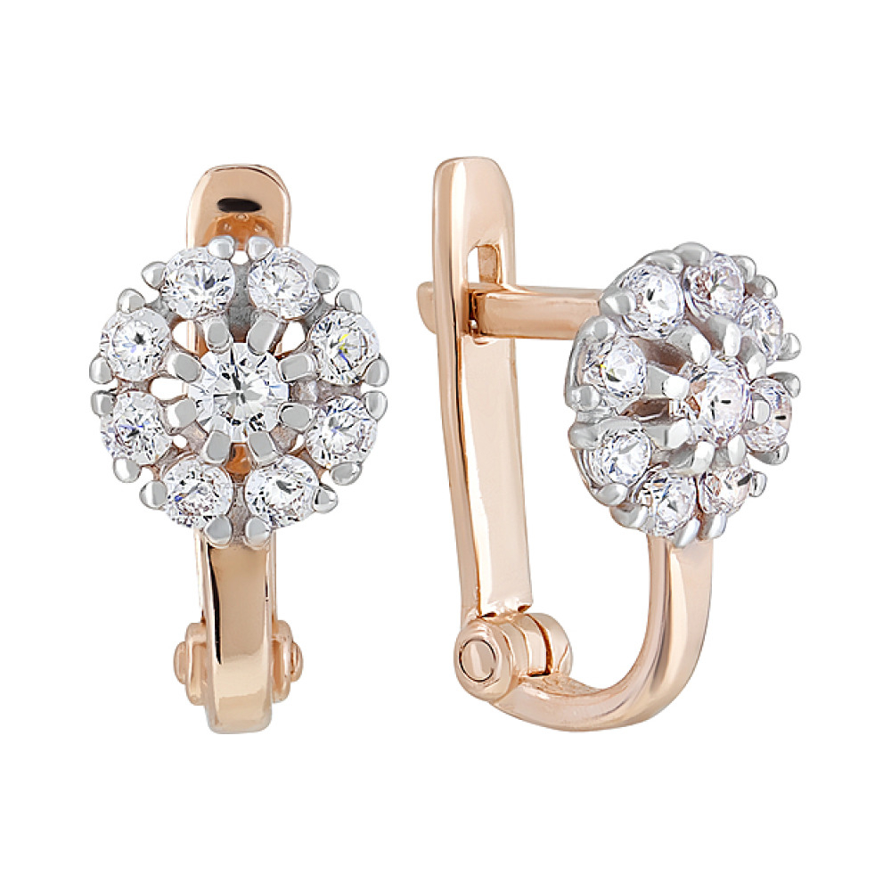 Золотые серьги с фианитами № 124012