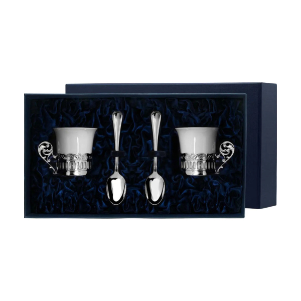 Набор кофейных чашек Богема: ложка, чашка из серебра 925 пробы