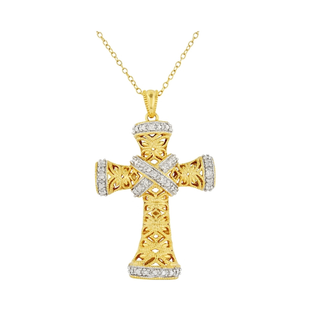 Серебряное колье с фианитом и золотым покрытием № 80324