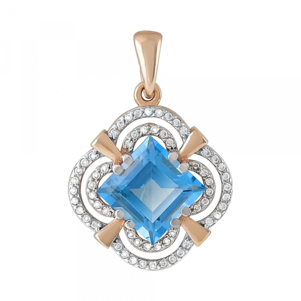 Золотая подвеска с топазом и фианитом № 118880