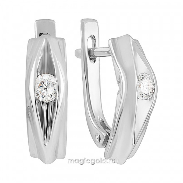 Золотые серьги с бриллиантом № 161065