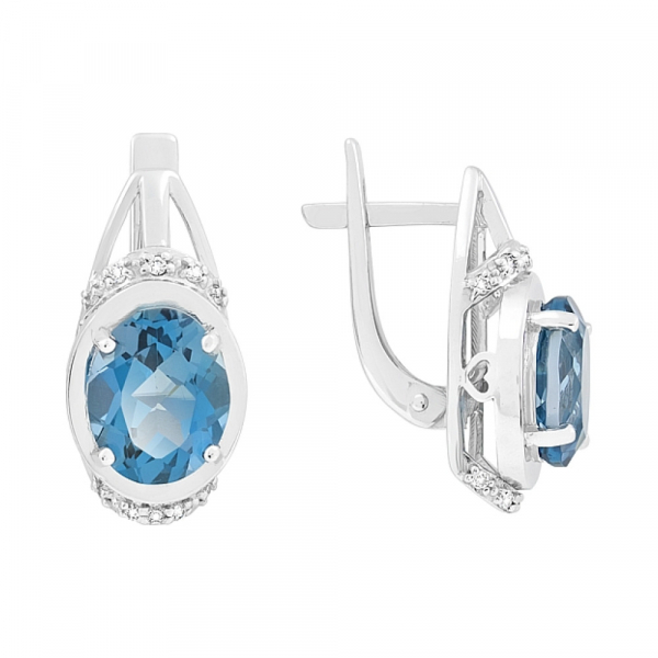 Золотые серьги с топазом и фианитом № 113346