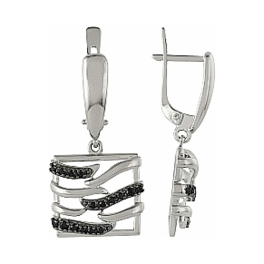 Серебряные серьги с фианитом № 99741