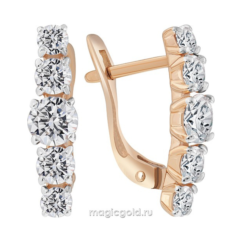 Золотые серьги с фианитом № 173391