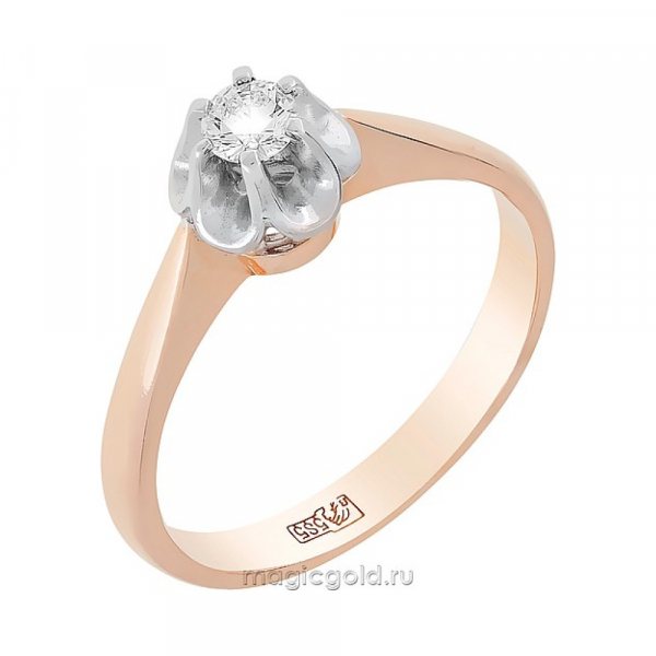 Золотое кольцо с бриллиантом № 32887