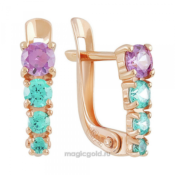 Золотые серьги с фианитом № 139962